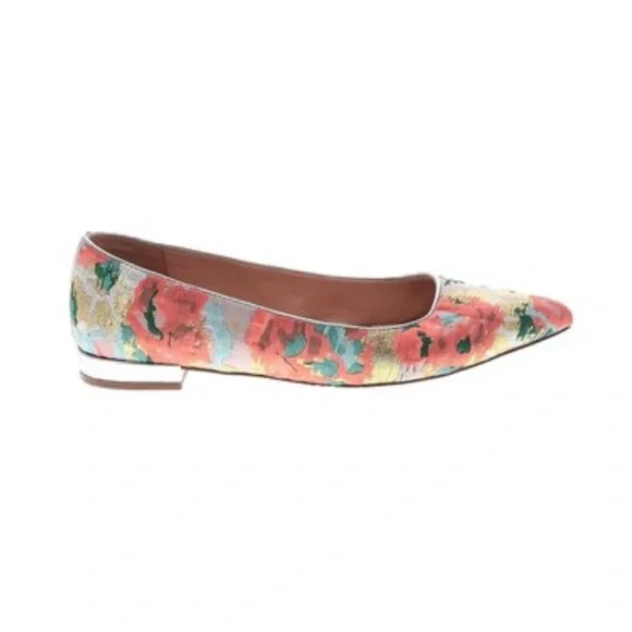 J Crew Moroccan Brocade Slip On Flats m Pointed Toe Multicolor Metallic Boho - Picture 3 of 7